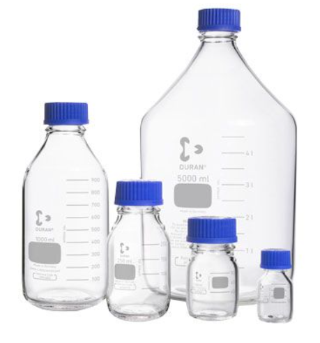 FLACON DE  LABO DURAN® CLAIR AV GRADUATION GL 25 AV CAPUCHON A VIS (PP) 10 ML ( X 10 )